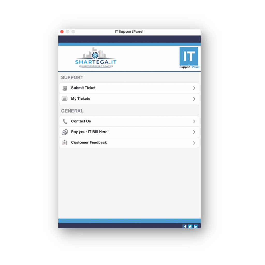 Shartega IT Support Panel