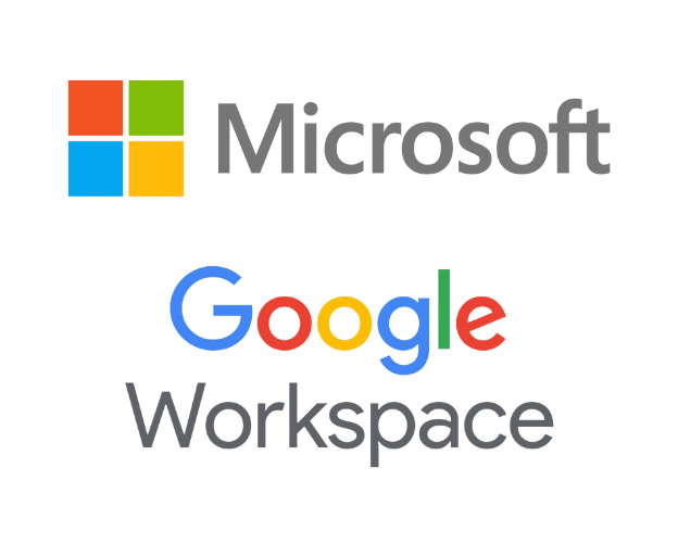 A Logo of Microsoft and Google Workspace